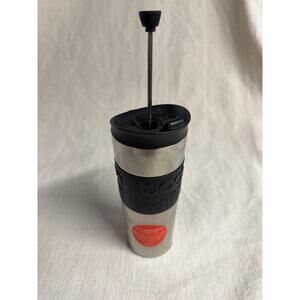 Bodum Travel Press Stainless Steel Coffee Tea French Press & Mug 15oz Black NWT